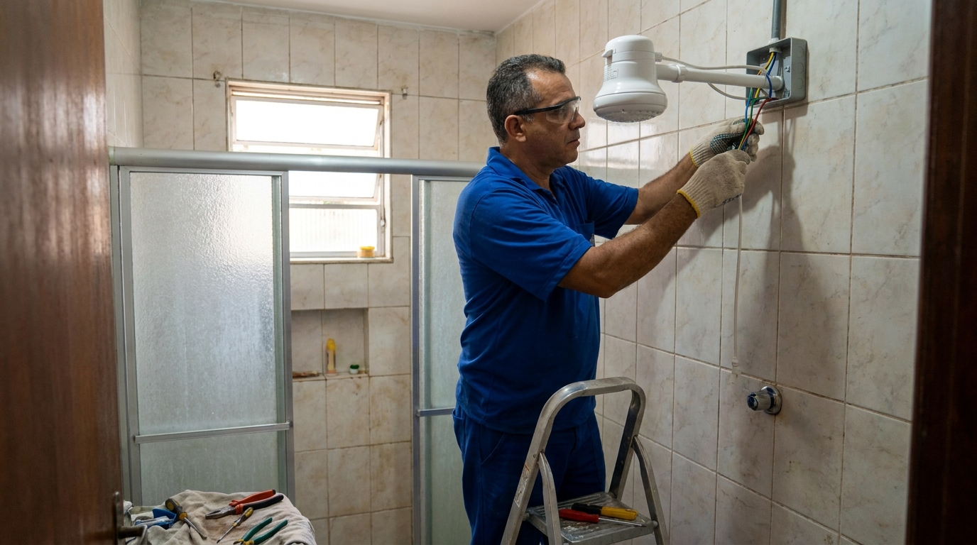Substituição de Chuveiro Antigo em Boa Vista, Bragança Paulista‑SP